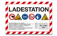 Schild "Ladestation" A3 - mit Logo