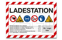 Sign "Charging station" A3 (420x297 mm) - with logo