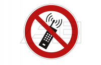 Aufkleber „Eingeschaltete Mobiltelefone verboten“