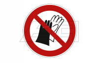Aufkleber „Benutzen von Handschuhen verboten“