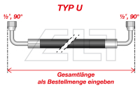 Type U gas hose, 1/2“–1/2”