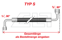 Type S gas hose, 1/2“ 90° to 5/8” 90°