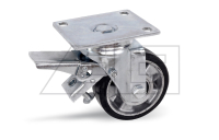 Solid rubber swivel castor with double stop