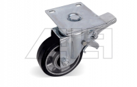 Solid rubber swivel castor with double stop