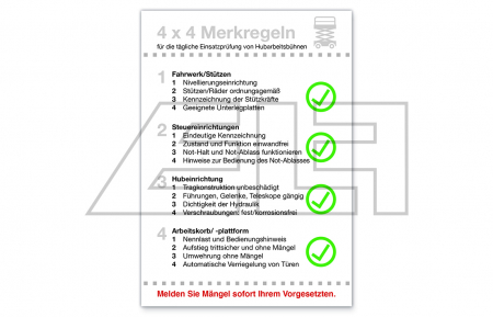 Aufkleber Merkregeln Hubarbeitsbühne I (VPE=5 Stk.) - 21251637