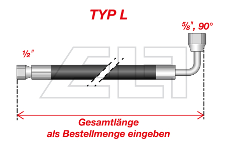 Type L gas hose, 1/2“–5/8”, 90° - 26500106