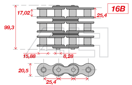 Rollenkette - Dreifach - 457556