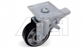 Solid rubber swivel castor with double stop